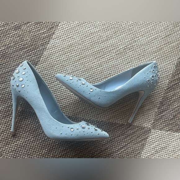 ALDO Elegant Blue Embellished Women's denimHeels size 7 - Picture 5 of 16
